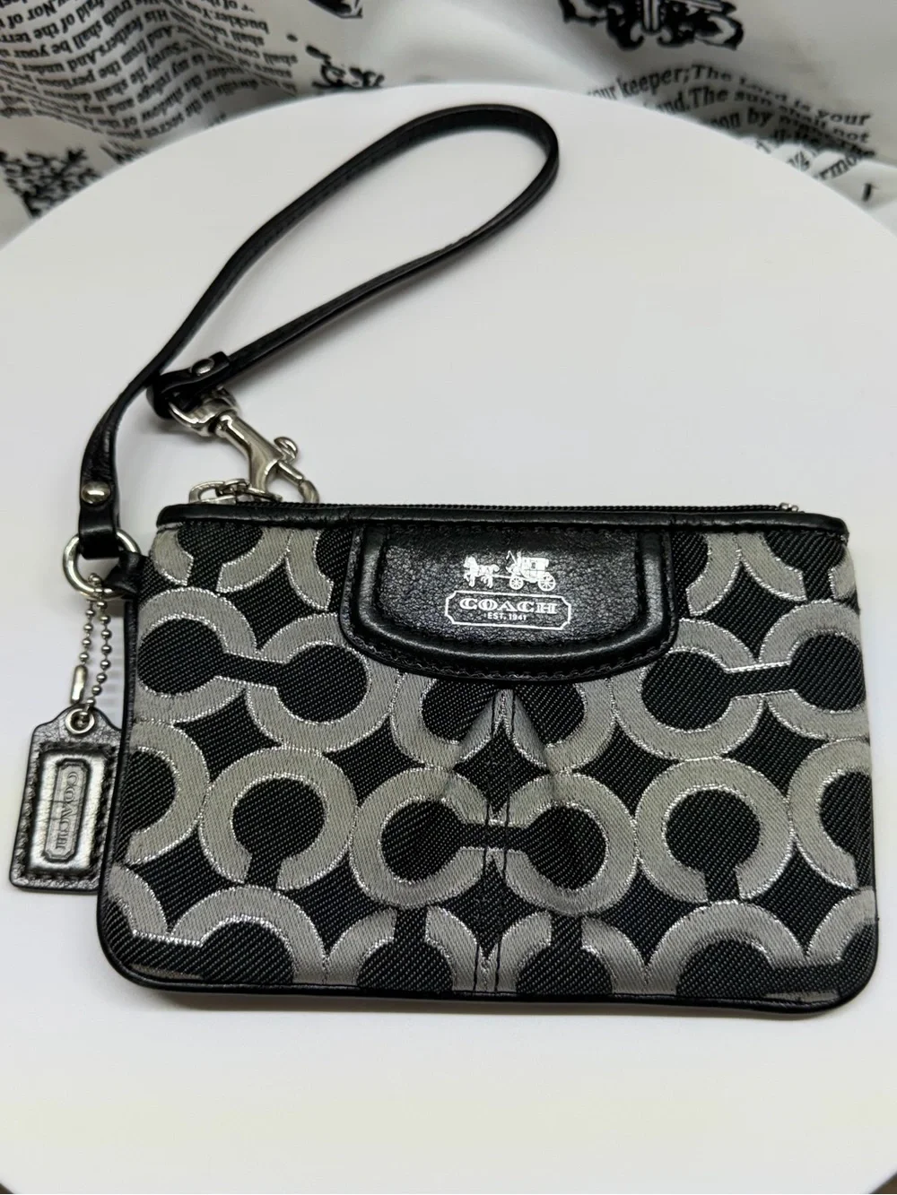 Coach Black & Gray Signature Wristlet Clutch